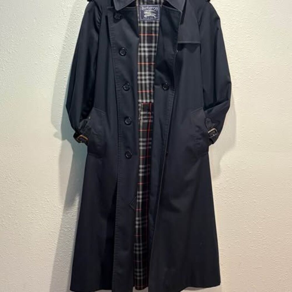 Vintage 1985 Burberrys Double-Breasted Trench Coat - Navy Blue - Size 10UK/6US